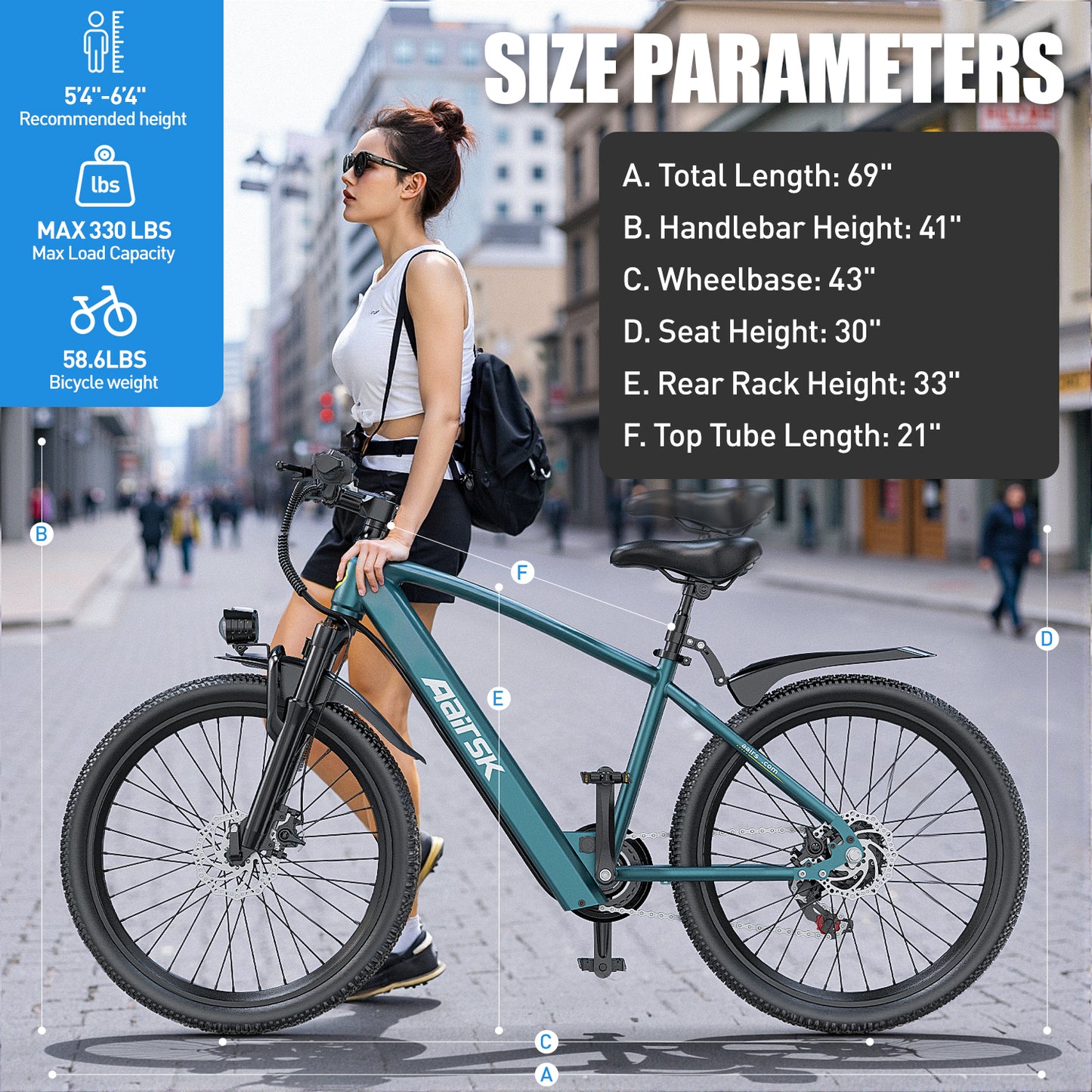 Electric Bicycle -250W Powerful Brushless Motor, 25km/h, Range 55km, 7-speed Transmission