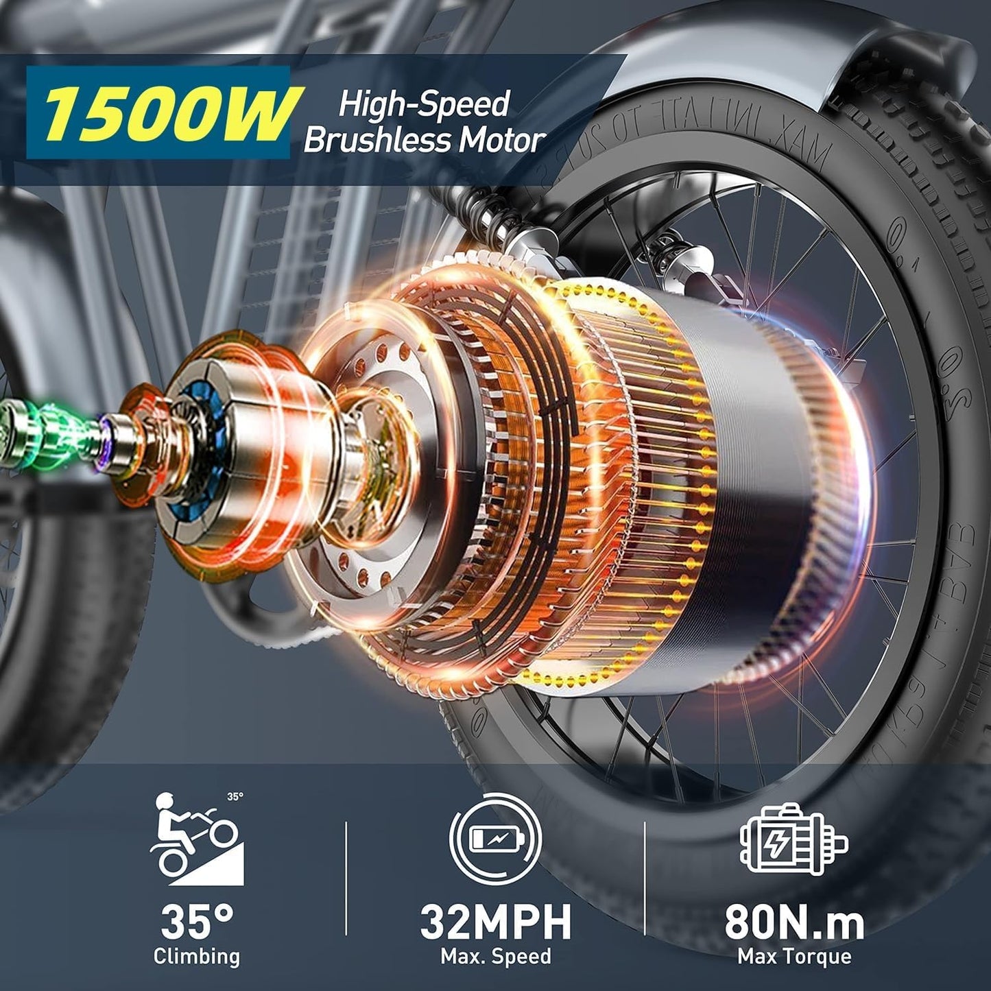 6MSKS 1500W High-Speed Electric Motorcycle for Adults, 48V 29AH Battery, 40MPH Top Speed, 20x4 Fat Tire Electric Bike