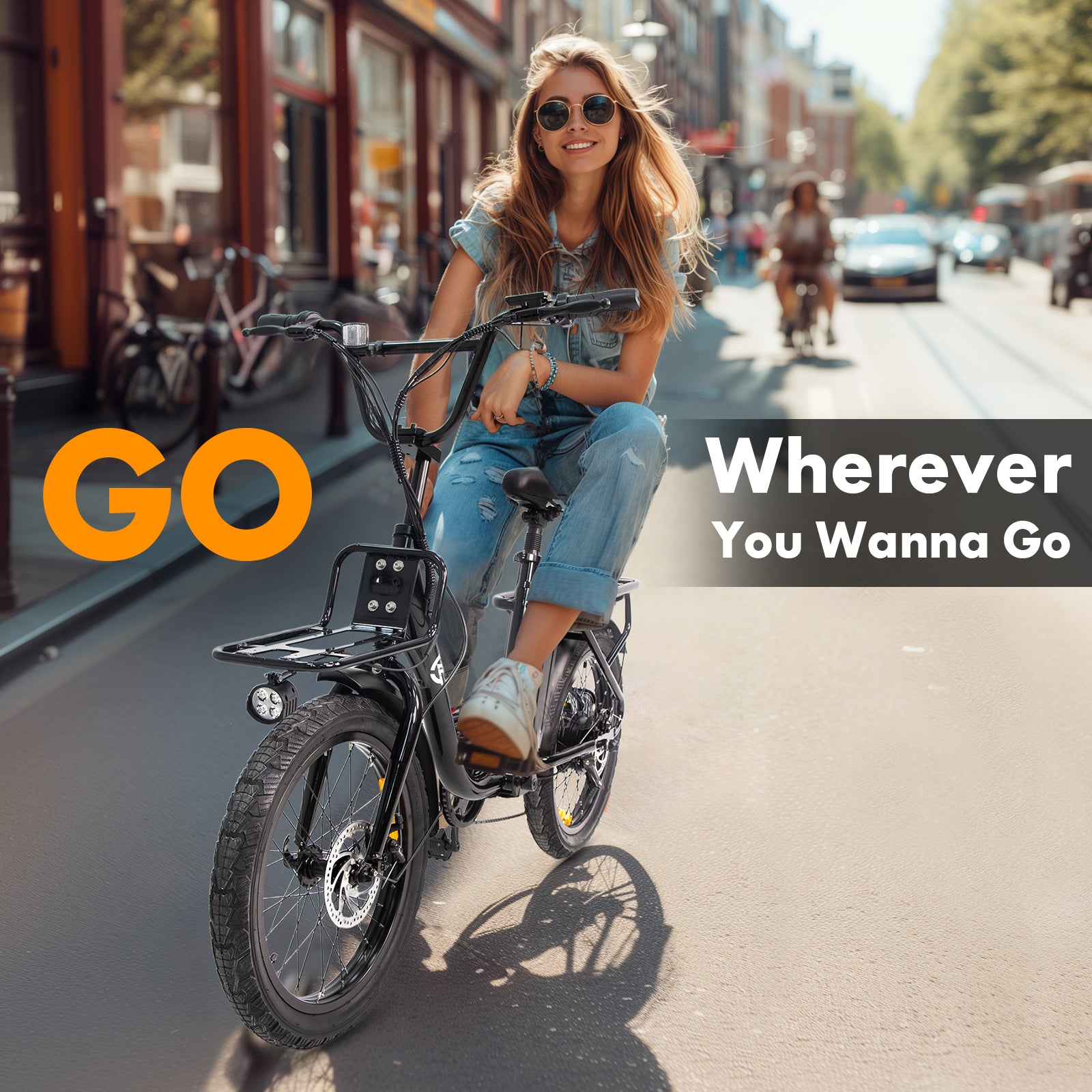 6MSKS 1000W City and Cargo E-Bike for Adults | Low-Step Frame for Easy Mounting, 20" Fat Tires, Hydraulic Brakes & Integrated Rear Rack
