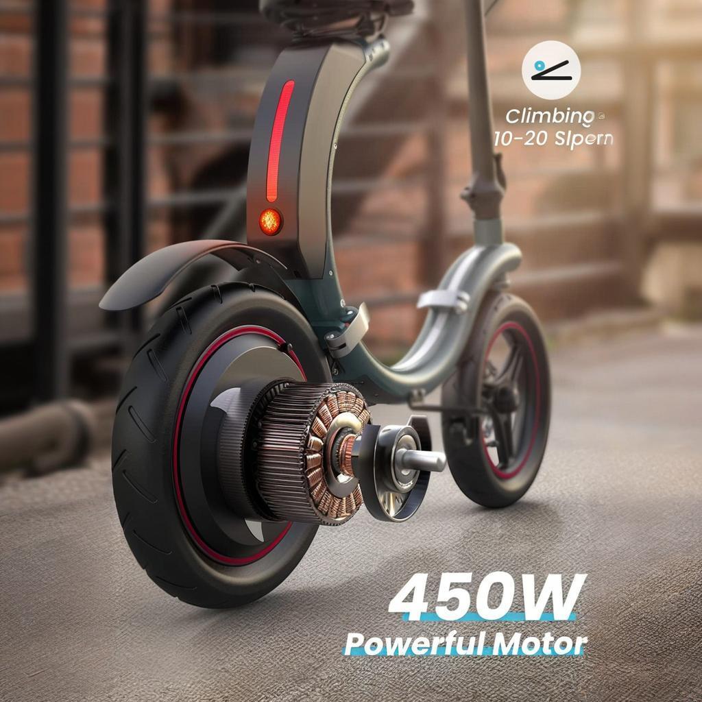 New foldable mini scooter with 14 inch tires, 36v10Ah battery, 350W high-power motor, maximum speed of 25KM/h, front disc brake, rear electronic brake, aluminum alloy body, compact folding volume, and a maximum travel of 25 miles