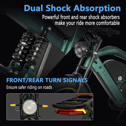 ZM22 Electric Bike, 1500/3000W Dual Motor, 35 MPH, 52V 50AH Battery, 160 Miles 20" Fat Tire Electric Dirt Bike, Electric Motorcycle Hydraulic Brakes