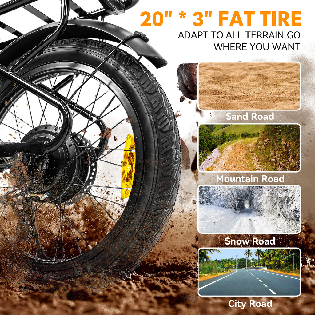 6MSKS 1000W City and Cargo E-Bike for Adults | Low-Step Frame for Easy Mounting, 20" Fat Tires, Hydraulic Brakes & Integrated Rear Rack