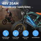 Bicicleta eléctrica ZM22, motor doble de 1500/3000 W, 56 km/h, batería de 52 V 50 AH, 257 km, 20" Fat Tire, moto de cross eléctrica, motocicleta eléctrica con frenos hidráulicos
