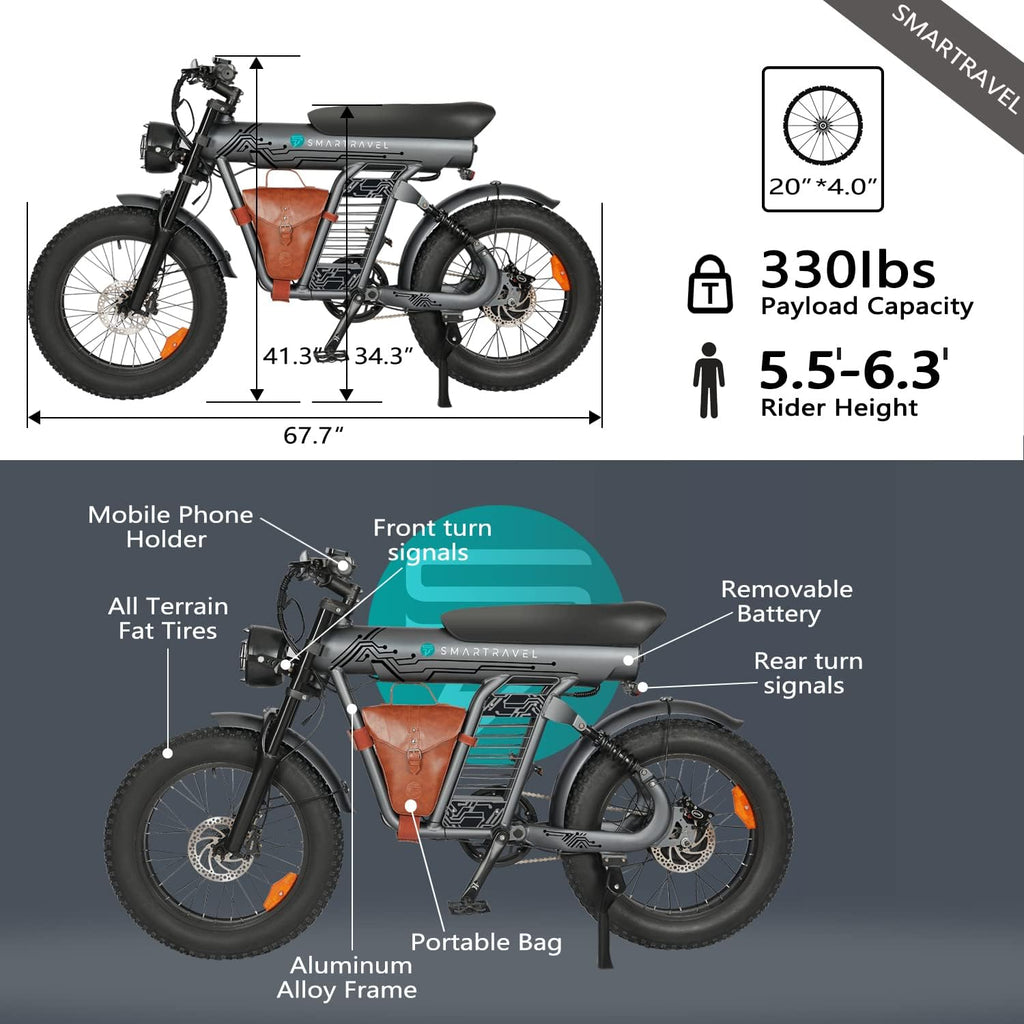 6MSKS 1500W High-Speed Electric Motorcycle for Adults, 48V 29AH Battery, 40MPH Top Speed, 20x4 Fat Tire Electric Bike
