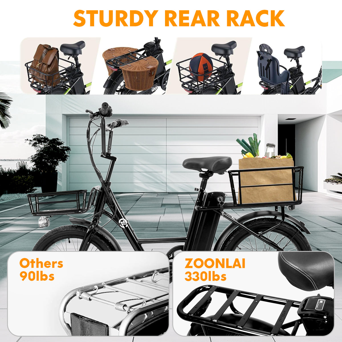 6MSKS 1000W City and Cargo E-Bike for Adults | Low-Step Frame for Easy Mounting, 20" Fat Tires, Hydraulic Brakes & Integrated Rear Rack