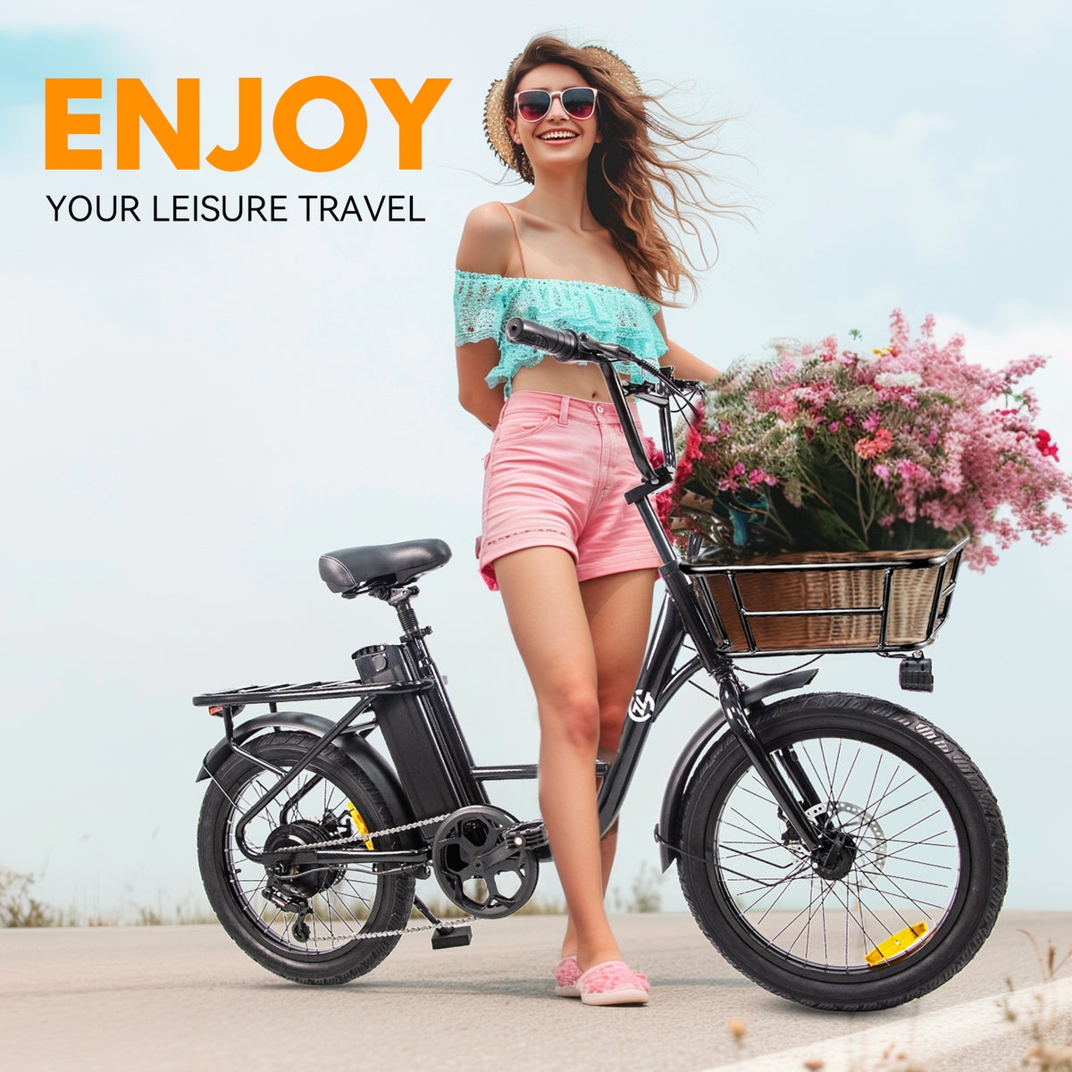 6MSKS 1000W City and Cargo E-Bike for Adults | Low-Step Frame for Easy Mounting, 20" Fat Tires, Hydraulic Brakes & Integrated Rear Rack