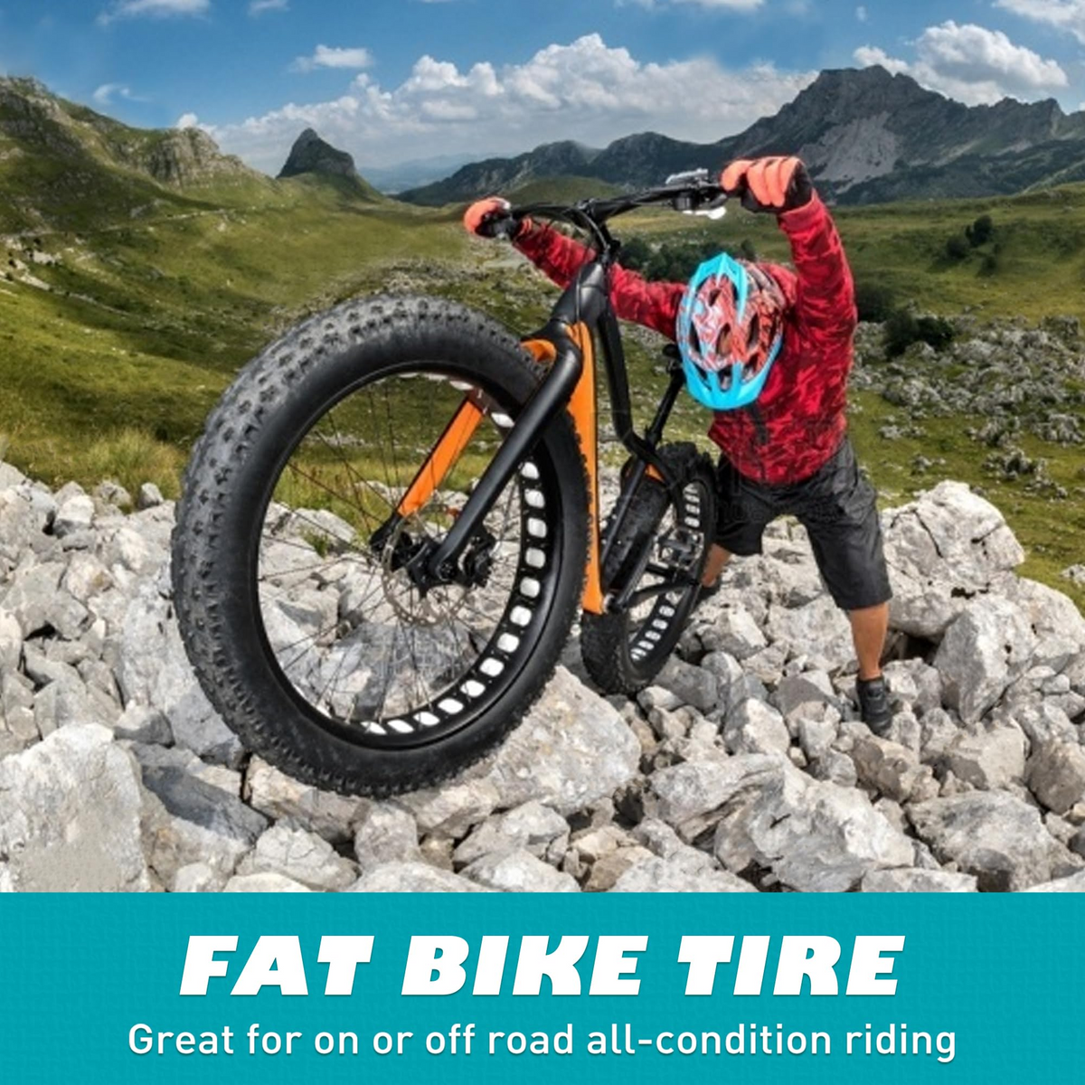 A set of 20*4.0 extra-wide snowmobile outer tube and inner tube, 20-inch off-road beach electric bike 20*4.0 bicycle thickened butyl rubber inner tube, thick and durable outer tube