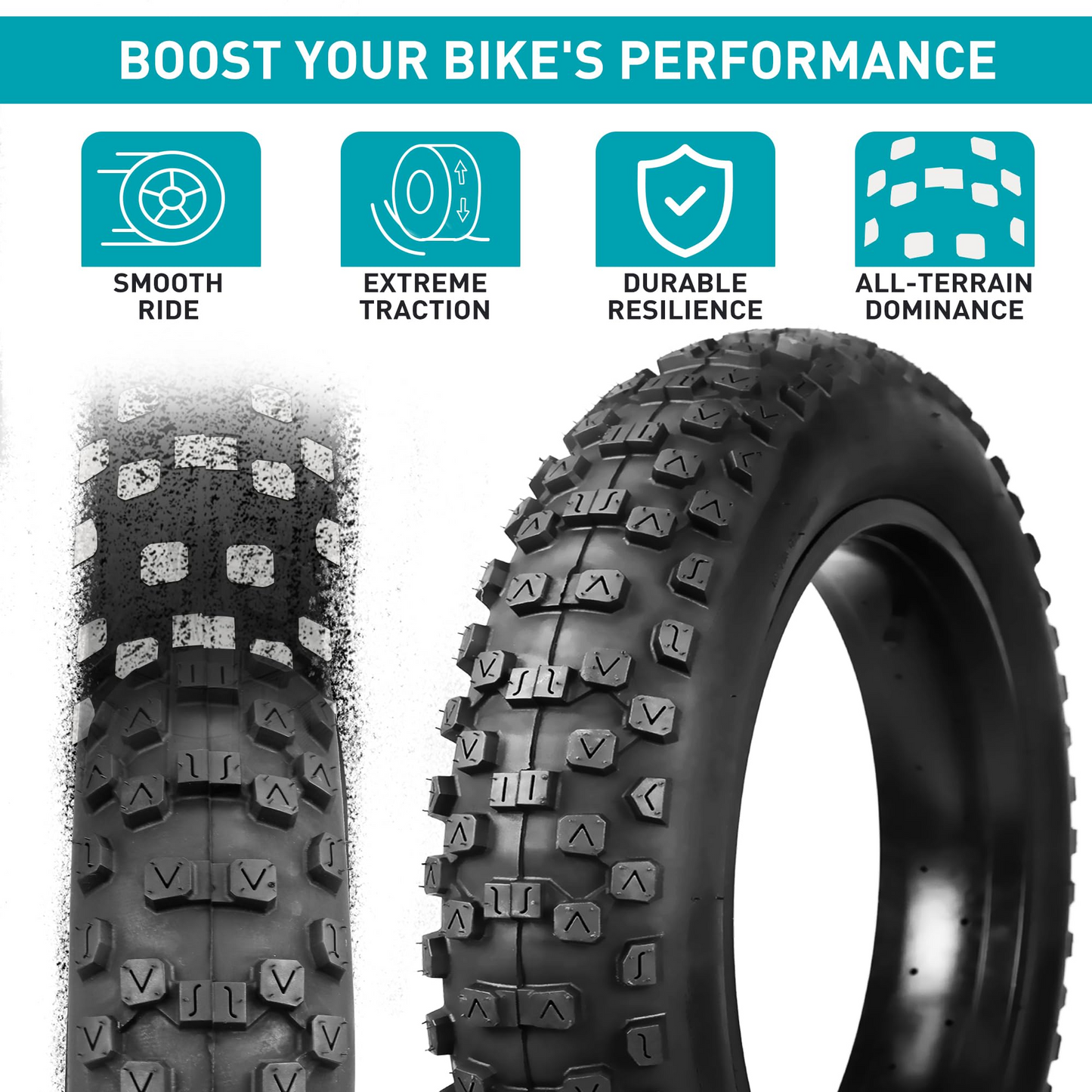 A set of 20*4.0 extra-wide snowmobile outer tube and inner tube, 20-inch off-road beach electric bike 20*4.0 bicycle thickened butyl rubber inner tube, thick and durable outer tube