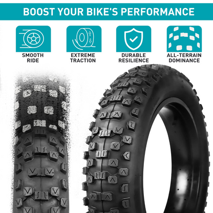 A set of 20*4.0 extra-wide snowmobile outer tube and inner tube, 20-inch off-road beach electric bike 20*4.0 bicycle thickened butyl rubber inner tube, thick and durable outer tube