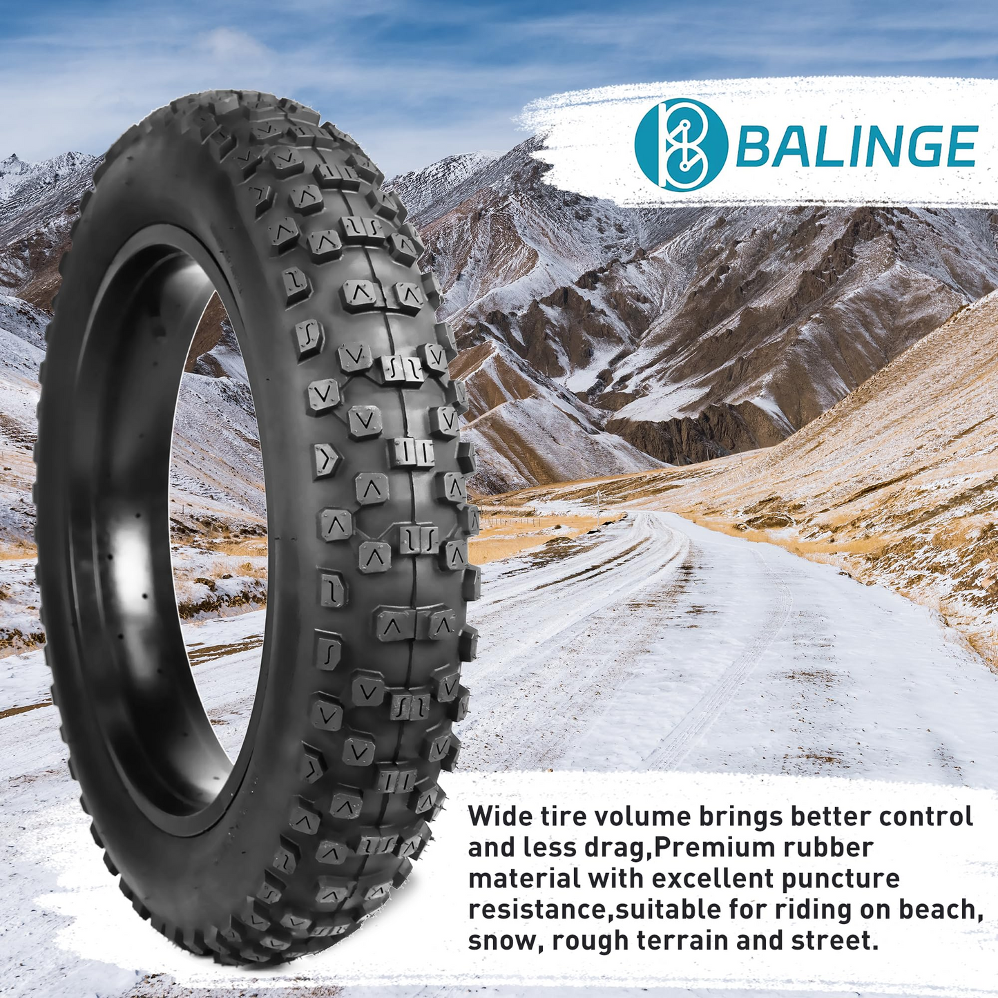 A set of 20*4.0 extra-wide snowmobile outer tube and inner tube, 20-inch off-road beach electric bike 20*4.0 bicycle thickened butyl rubber inner tube, thick and durable outer tube