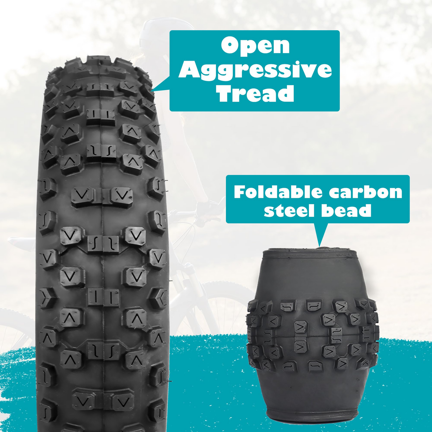 A set of 20*4.0 extra-wide snowmobile outer tube and inner tube, 20-inch off-road beach electric bike 20*4.0 bicycle thickened butyl rubber inner tube, thick and durable outer tube