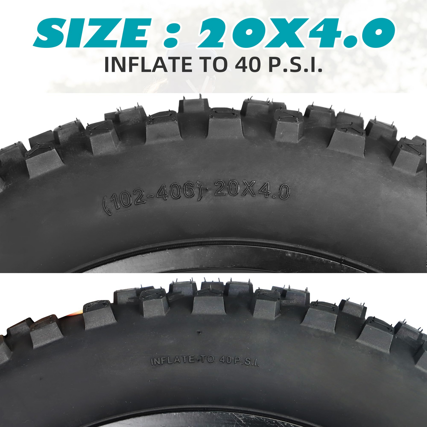 A set of 20*4.0 extra-wide snowmobile outer tube and inner tube, 20-inch off-road beach electric bike 20*4.0 bicycle thickened butyl rubber inner tube, thick and durable outer tube