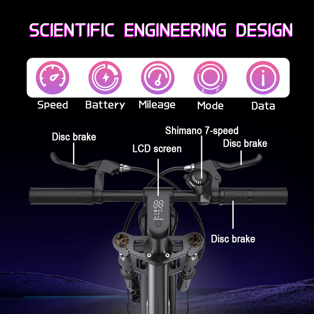 Electric bicycle, 1000W motor, 28 miles per hour, 50 miles range, 48V17.5AH battery electric bicycle, 20 inch tires, off-road electric bicycle, suitable for urban commuting, mountain off-road, and travel commuting