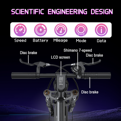 Electric bicycle, 1000W motor, 28 miles per hour, 50 miles range, 48V17.5AH battery electric bicycle, 20 inch tires, off-road electric bicycle, suitable for urban commuting, mountain off-road, and travel commuting