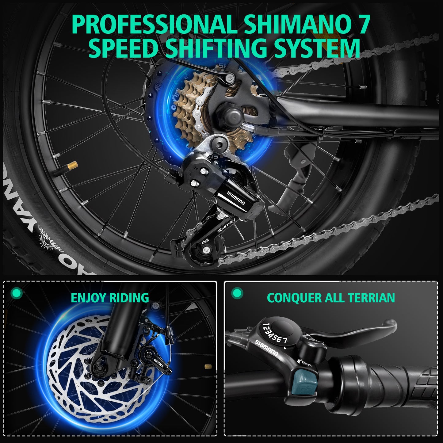 DK401 Ebike electric bike 20“Fat Tire Dirt Bike, 1000W Motor 48V18AH Removable Battery, 7 Speed Electric Motorcycle, 40-60 Miles Range, 28MPH