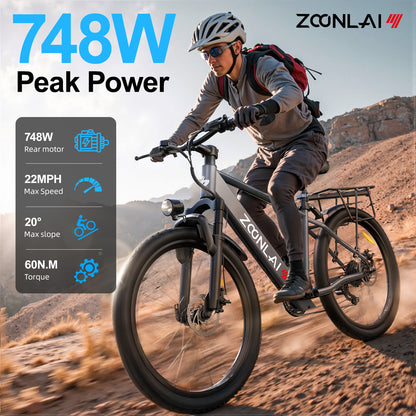 6MSKS 500W Electric Bike for Adults, 40Mi 20MPH Commuting & Mountain E-Bike, 360Wh Removable Battery, 7-Speed, 24" Tires with Front Suspension