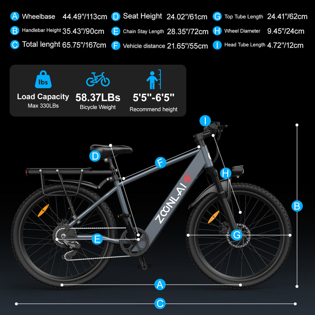 6MSKS 500W Electric Bike for Adults, 40Mi 20MPH Commuting & Mountain E-Bike, 360Wh Removable Battery, 7-Speed, 24" Tires with Front Suspension