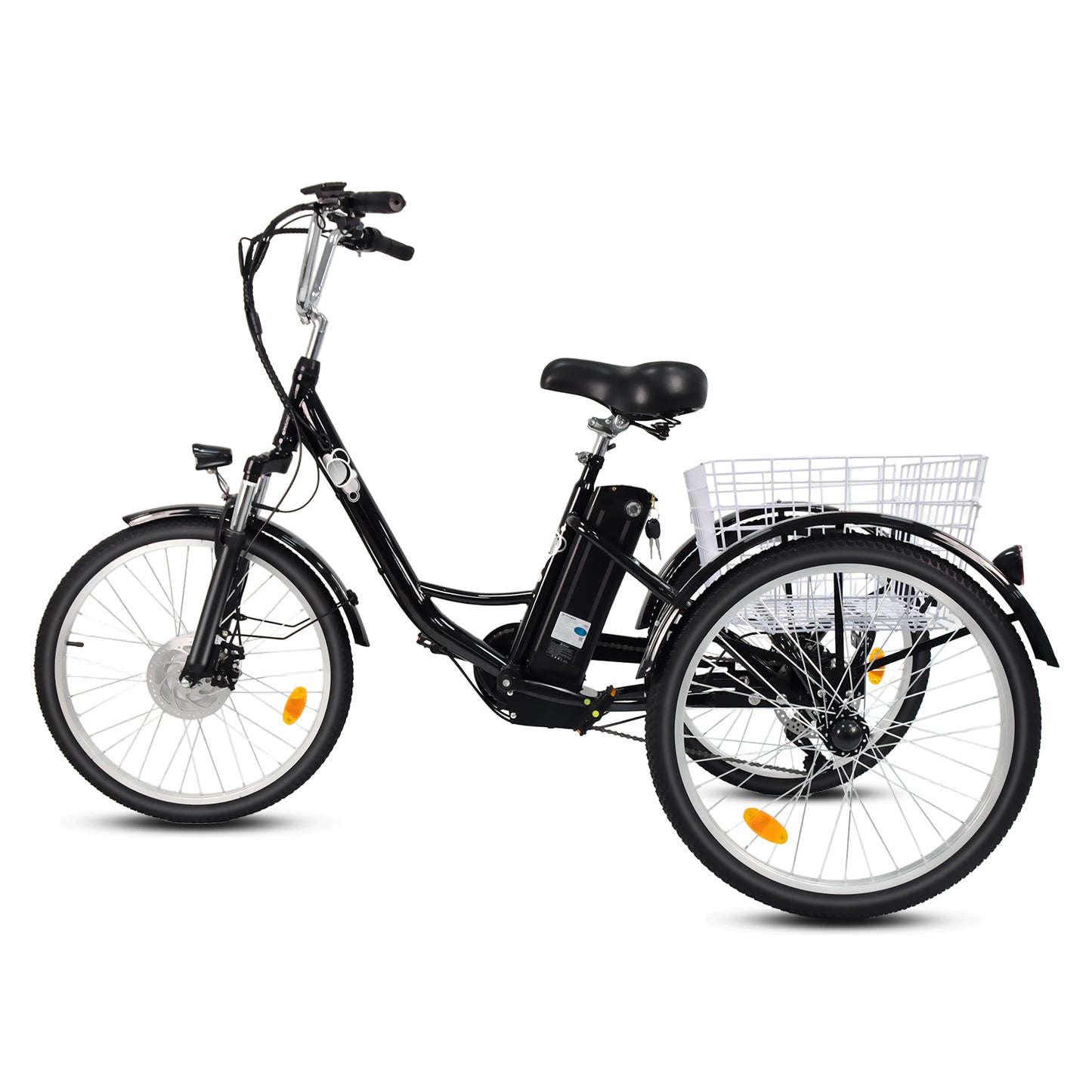 6MSKS 24" Electric Bicycle Three Wheels 250W Powerful Motor 36v15ah Removable Battery Longest Endurance 31 Miles Leisure