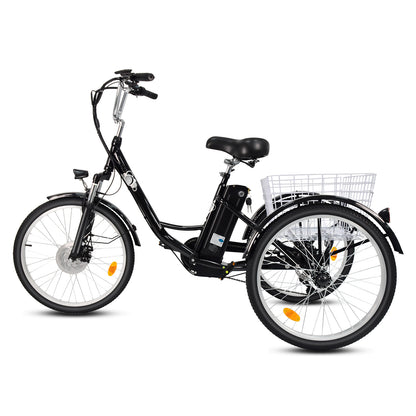 6MSKS 24" Electric Bicycle Three Wheels 250W Powerful Motor 36v15ah Removable Battery Longest Endurance 31 Miles Leisure
