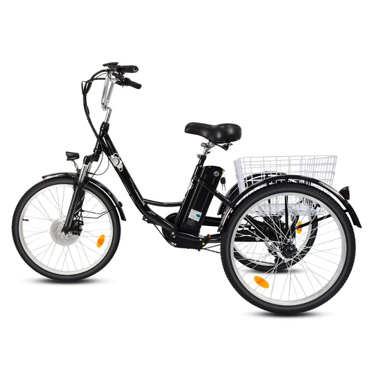 6MSKS 24" Electric Bicycle Three Wheels 250W Powerful Motor 36v15ah Removable Battery Longest Endurance 31 Miles Leisure