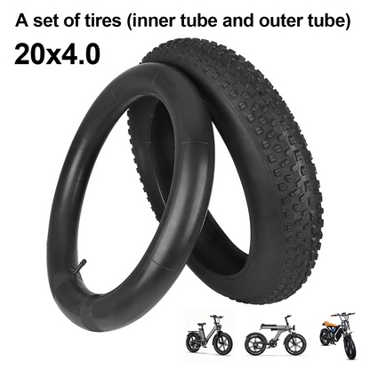 A set of 20*4.0 extra-wide snowmobile outer tube and inner tube, 20-inch off-road beach electric bike 20*4.0 bicycle thickened butyl rubber inner tube, thick and durable outer tube