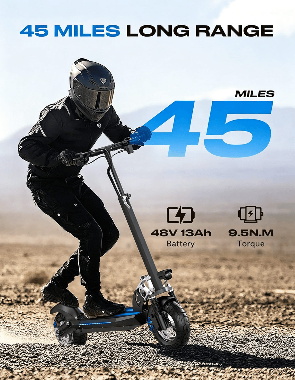 Patinete eléctrico urbano 6MSKS M4X de 10 pulgadas, motor potente de 48 V 800 W, velocidad máxima de 45 km/h, autonomía máxima de 50 km, amortiguación de doble suspensión delantera y trasera y doble freno de disco con paquete de asiento para viajes largos