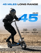 Patinete eléctrico urbano 6MSKS M4X de 10 pulgadas, motor potente de 48 V 800 W, velocidad máxima de 45 km/h, autonomía máxima de 50 km, amortiguación de doble suspensión delantera y trasera y doble freno de disco con paquete de asiento para viajes largos